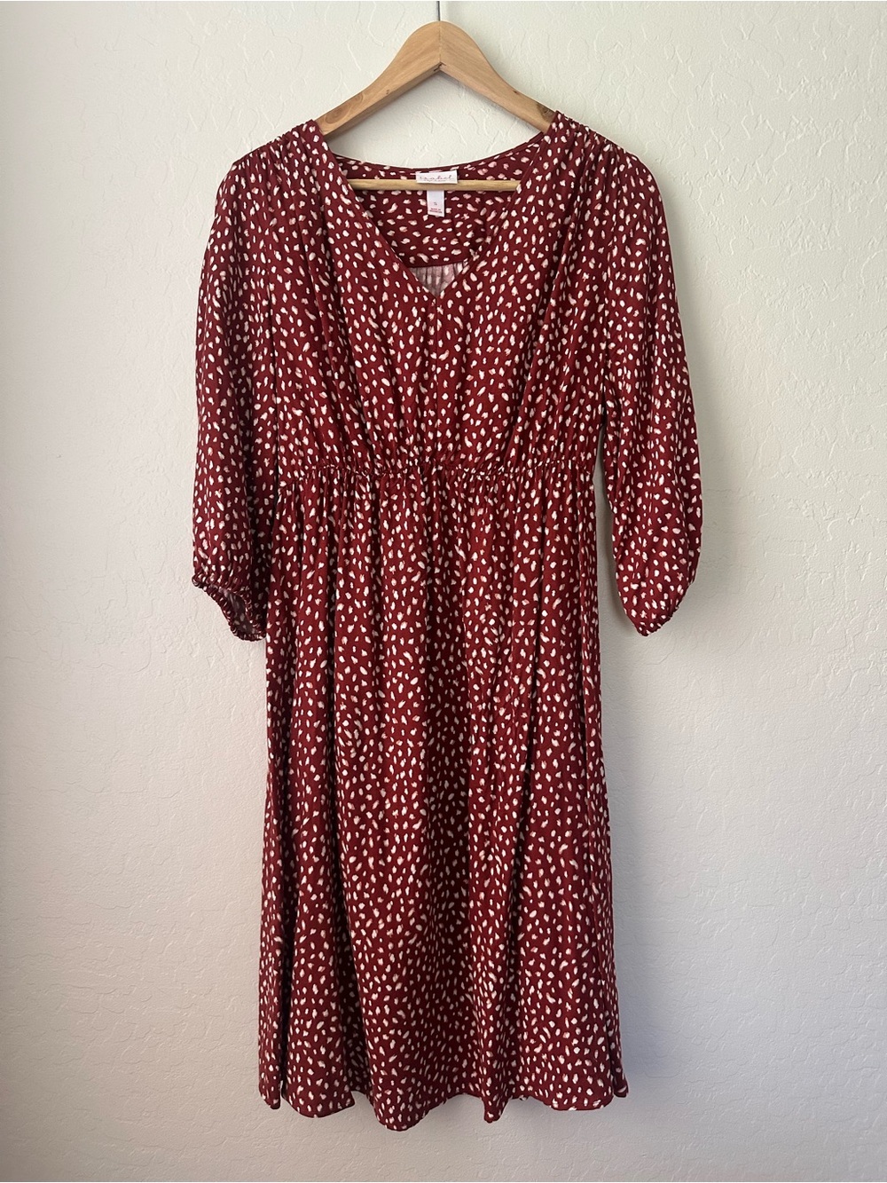 Isabel Maternity Red Patterned Midi Dress S